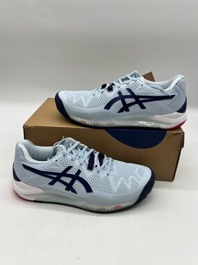 Asics Gel Resolution 8 Women 9.5 Wide Soft Sky Dive Blue Tennis Sneakers Shoes.